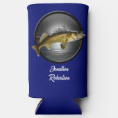 Walleye Pikes on Deep Blue Background Seltzer Blikjeskoeler (Voorkant)