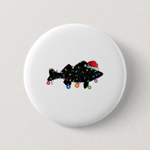 Walleye vissen grappige kerstlichten vis kerstman ronde button 5,7 cm