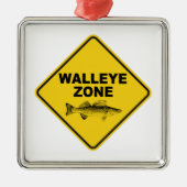 Walleye Vissen Zone Metalen Ornament (Voorkant)
