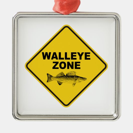 Walleye Vissen Zone Metalen Ornament (Voorkant)
