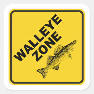 Walleye Vissen Zone Vierkante Sticker