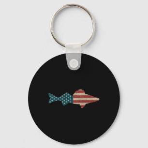 Walleye Vist Amerikaanse vlag Sauger Angling Sleutelhanger