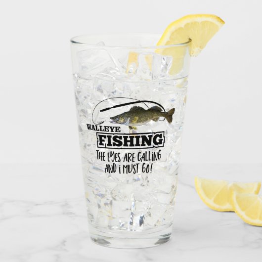 Walleye Vist Angler Fish Sports Outdoor Mannen Glas (Achterkant ijs)