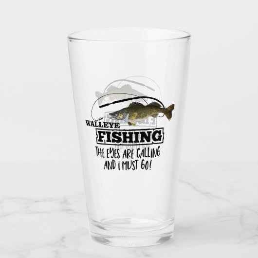 Walleye Vist Angler Fish Sports Outdoor Mannen Glas (Voorkant)
