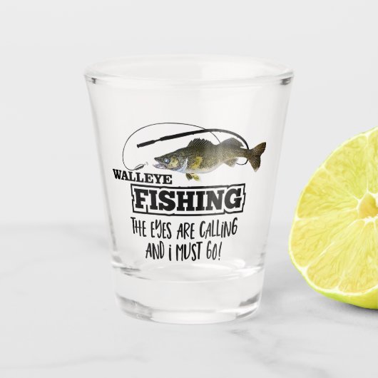 Walleye Vist Angler Vissport Buitenshuis Mannen Shot Glas (Voorkant)
