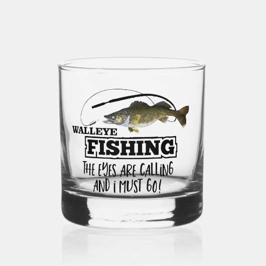 Walleye Vist Angler Vissport Buitenshuis Mannen Whisky Glas (Voorkant)