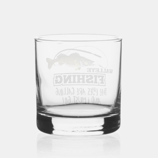 Walleye Vist Angler Vissport Buitenshuis Mannen Whisky Glas (Achterkant)