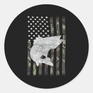 Walleye Vist Camouflage Flag Angler op rug Ronde Sticker