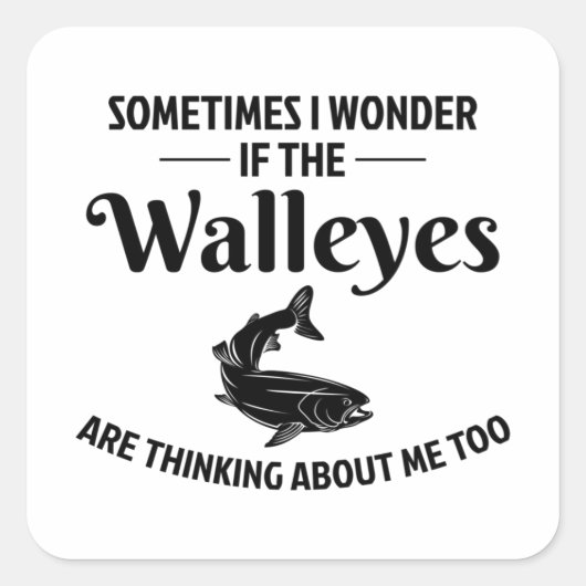 Walleye Vist Fisher Fish Outdoor Hobby Funny Vierkante Sticker (Voorkant)