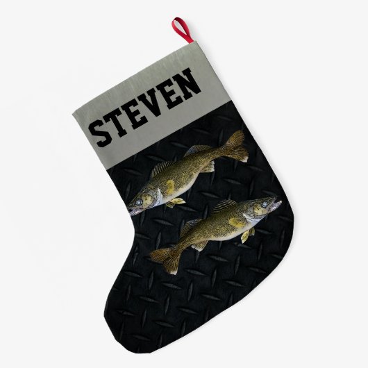 Walleye Vist Kool Mannen Pickerhaas  Grote Kerstsok (Achterkant (Hangend))