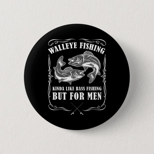 Walleye Vist mannen Funny Vist Ronde Button 5,7 Cm (Voorkant)