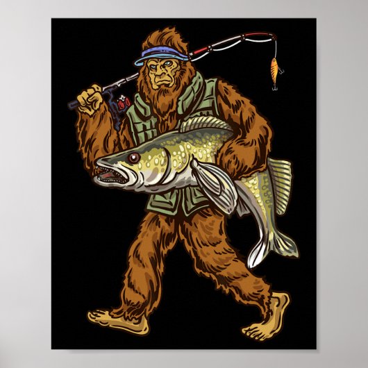 Walleye Vist Sauger Jagen Bigfoot Vissers Poster (Voorkant)