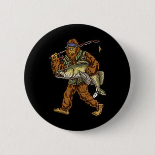 Walleye Vist Sauger Jagen Bigfoot Vissers Ronde Button 5,7 Cm