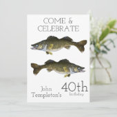 Walleye Vist volwassen Mannen op geboortedag 40th Kaart (Staand voorkant)