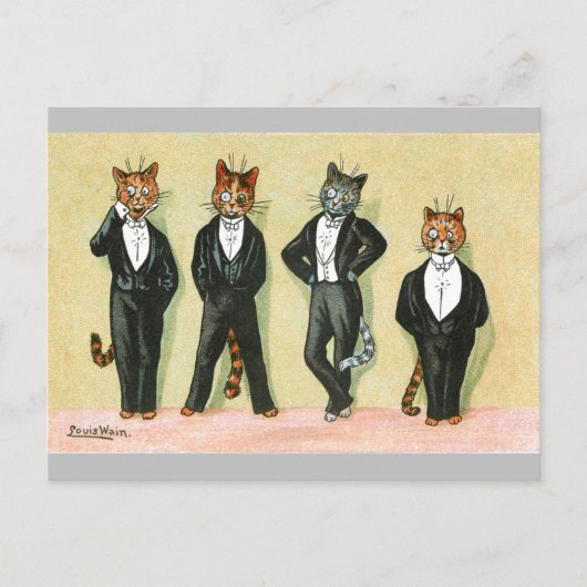 Wallflower Boy Cats door Louis Wain Briefkaart (Voorkant)