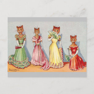 Wallflower Cats door Louis Wain Briefkaart