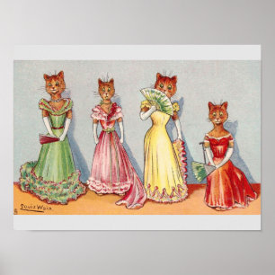 Wallflower Cats door Louis Wain Poster