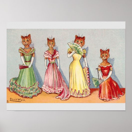 Wallflower Cats door Louis Wain Poster (Voorkant)