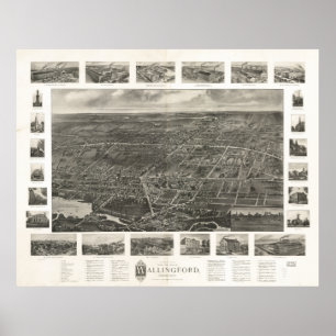 Wallingford Connecticut 1905 Panoramic Map Poster