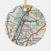 Wallingford CT  kaart Keramisch Ornament (Voorkant)