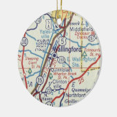 Wallingford CT  kaart Keramisch Ornament (Links)