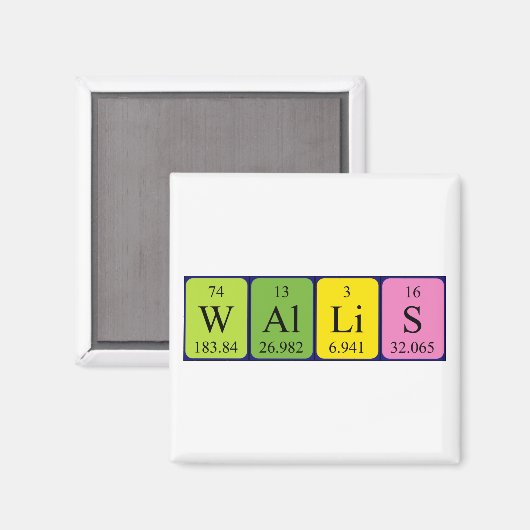 Wallis periodieke tabelnaam magneet (Voorkant / Achterkant)