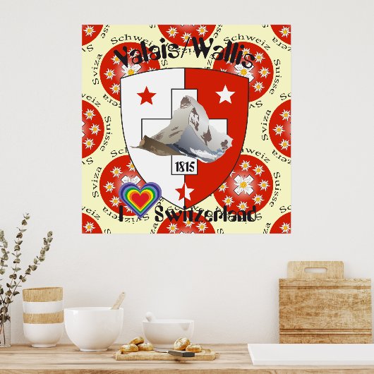 Wallis Valais Schweiz Suisse Poster (Keuken)