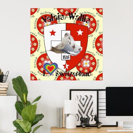 Wallis Valais Schweiz Suisse Poster (Thuiskantoor)