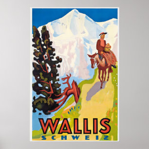 Wallis Valais Zermatt Skiën Zwitserland Zwitserse  Poster