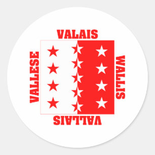 Wallis Zwitserland Kanton Vlag Ronde Sticker