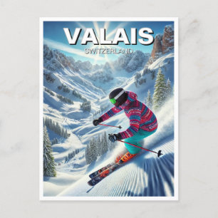 Wallis Zwitserland Skiën Reizen Briefkaart