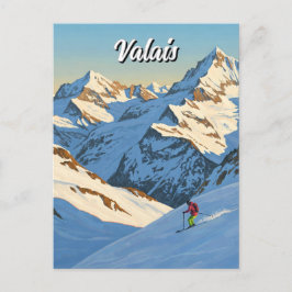Wallis Zwitserland Skiën Reizen Briefkaart