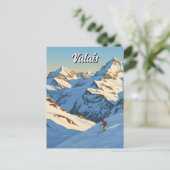Wallis Zwitserland Skiën Reizen Briefkaart (Staand voorkant)