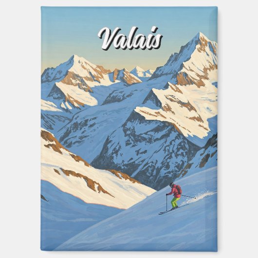 Wallis Zwitserland Skiën Reizen Magneet (Voorkant)