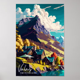 Wallis Zwitserland vintage reisillustratie Poster