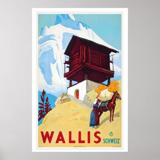 Wallis Zwitserland Vintage Reisposter Poster (Voorkant)