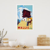 Wallis Zwitserland Vintage Reisposter Poster (Keuken)
