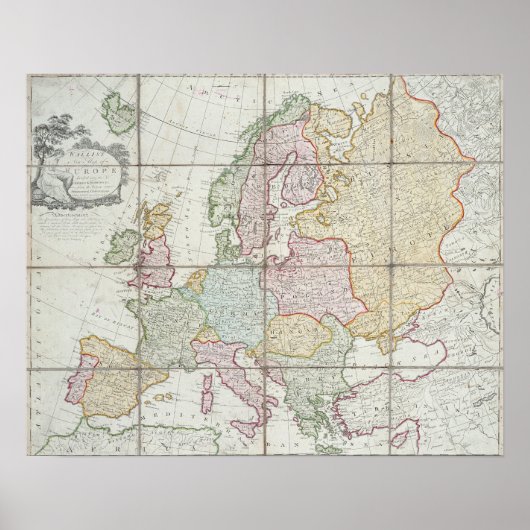 Wallis's nieuwe kaart van Europa Poster (Voorkant)