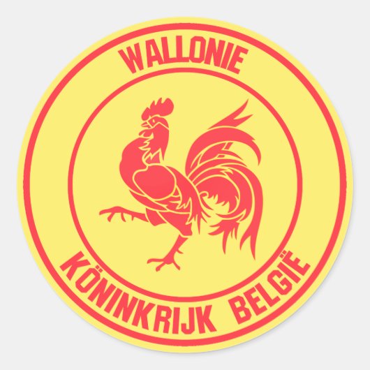 Wallonie Round Emblem Ronde Sticker (Voorkant)