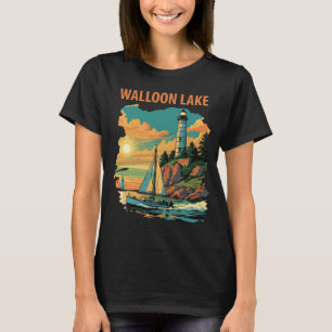 Walloon Lake Michigan Licht Retro Reizen T-shirt