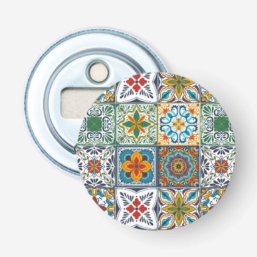 Wallpaper Backsplashes/Talavera geïnspireerde tege Button Flesopener (Voorkant)