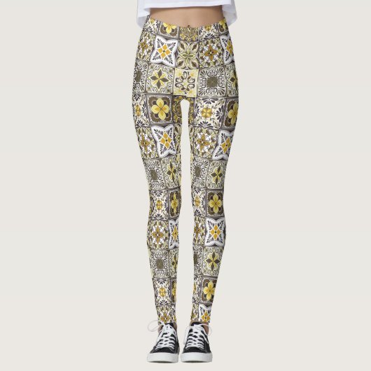 Wallpaper Backsplashes/Talavera geïnspireerde tege Leggings (Voorkant)