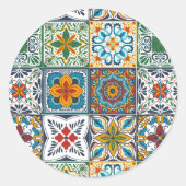 Wallpaper Backsplashes/Talavera geïnspireerde tege Ronde Sticker (Voorkant)