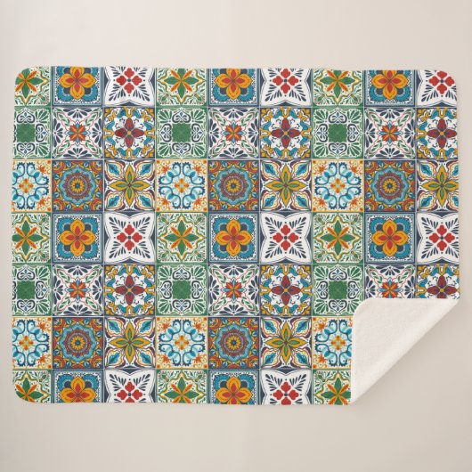 Wallpaper Backsplashes/Talavera geïnspireerde tege Sherpa Deken (Voorkant (horizontaal))