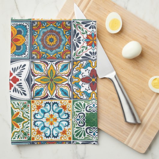 Wallpaper Backsplashes/Talavera geïnspireerde tege Theedoek (Quarter Fold)