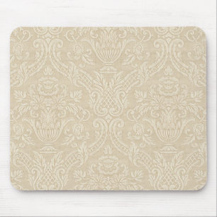Wallpaper Beige Floral Elegant Damask Muismat