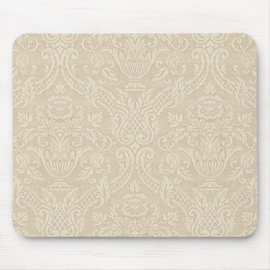  Wallpaper Beige Floral Elegant Damask Muismat (Voorkant)