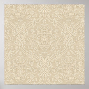  Wallpaper Beige Floral Elegant Damask Poster