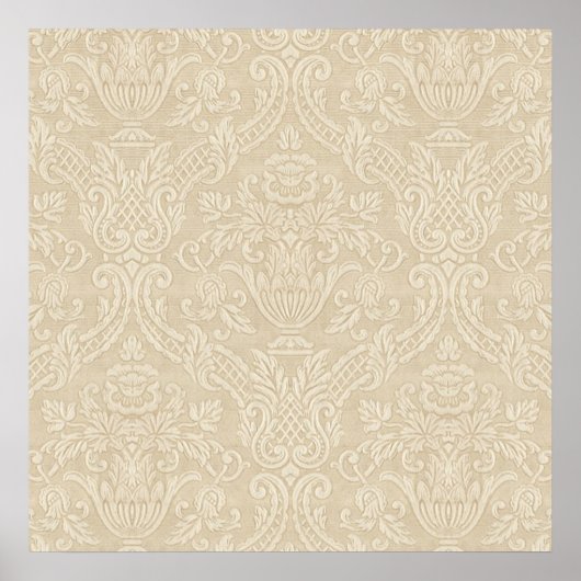  Wallpaper Beige Floral Elegant Damask Poster (Voorkant)