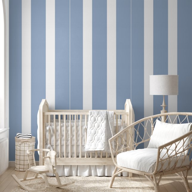 Wallpaper Blauw & Witte Streep Behang (Kinderen)